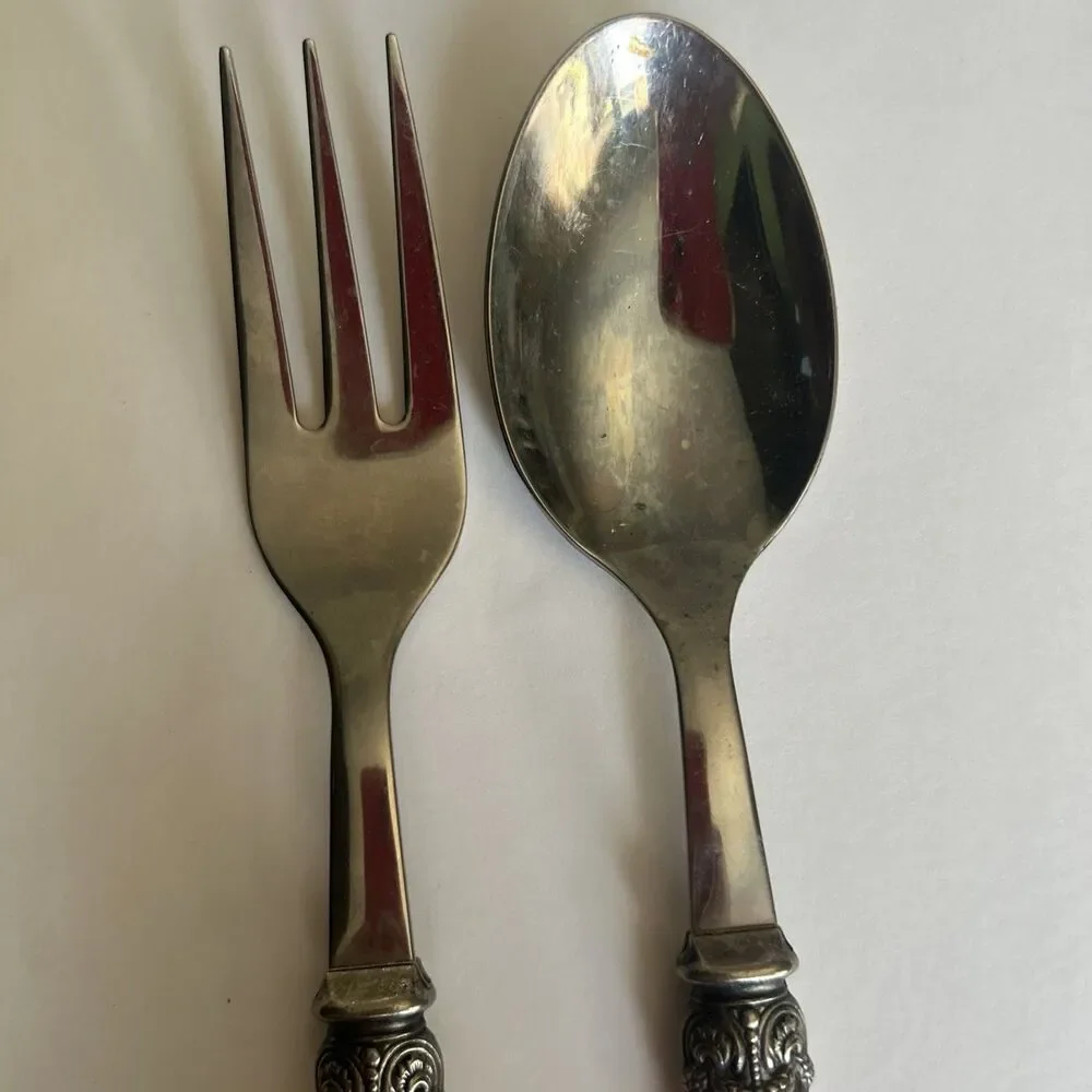 Vintage Eme Napoleon 18/10 Stainless Steel Italian Spoon and Fork Set Pink Pearl
